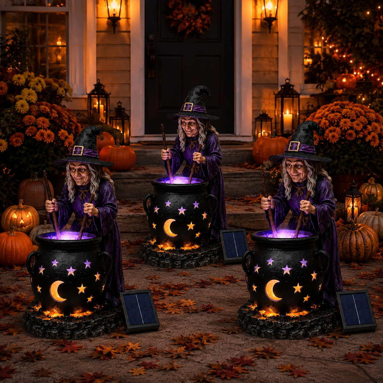 🪄Halloween Witch Glowing Cauldron Solar Light