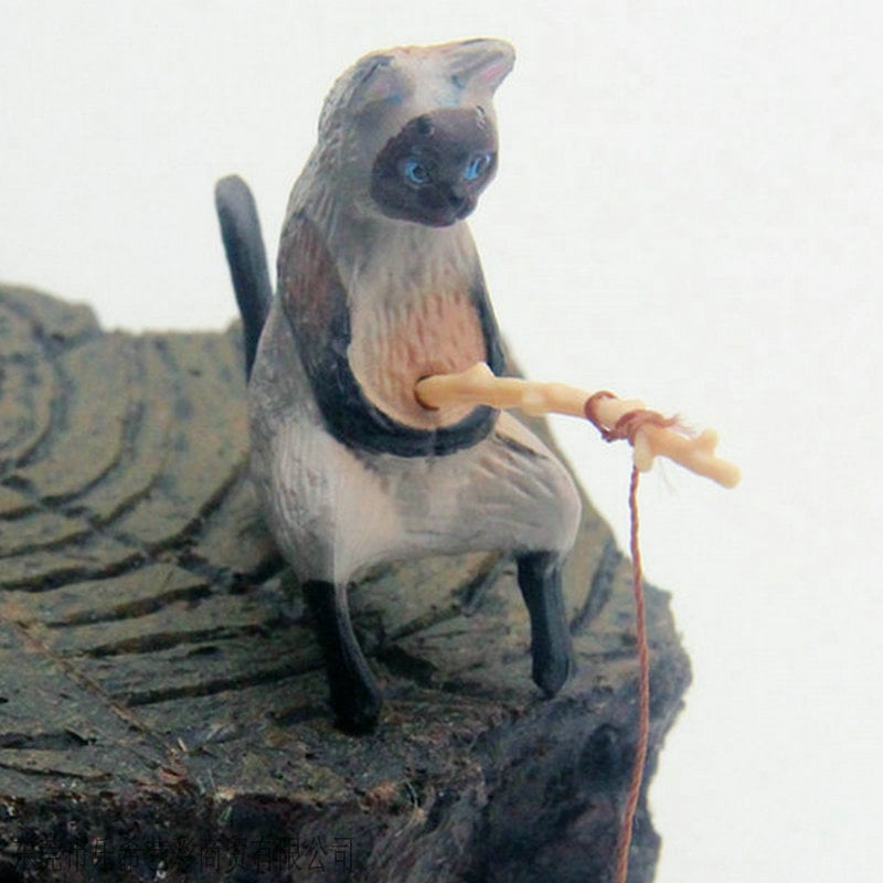 ⏰🔥 Hand-Painted Mini Cat Desk Figurines 😺 Set of 5 Cute Cartoon Kitty Companions