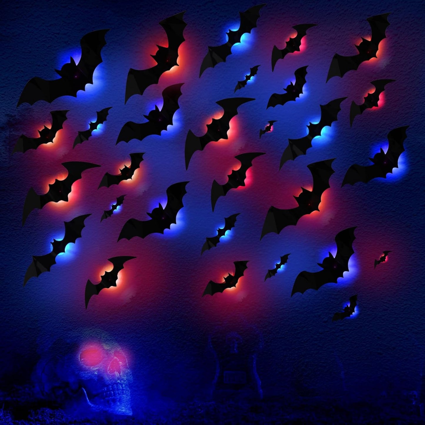 🎁3D Bat Design LED Decoration(1 Set 12 Pcs)