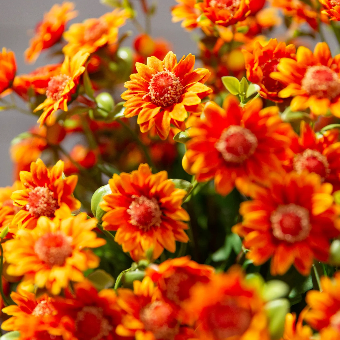 Artificial Outdoor Sunset Mums Flowers - UV resistant, Waterproof, Windproof