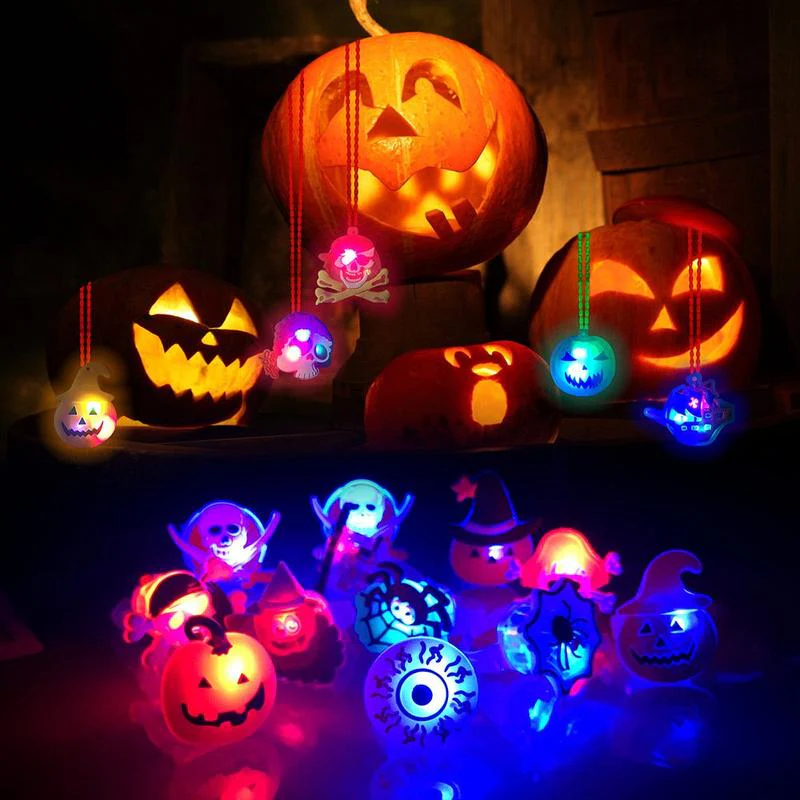 š„ Halloween 50Pcs LED glowing ring(Featuring 18 creepy-cute shapes)