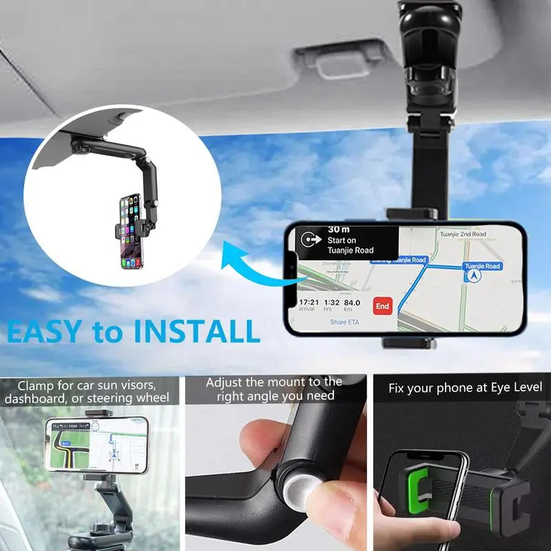 New 1080° Multi-function Sun Visor Universal 360 Degree Rotating Phone Holder