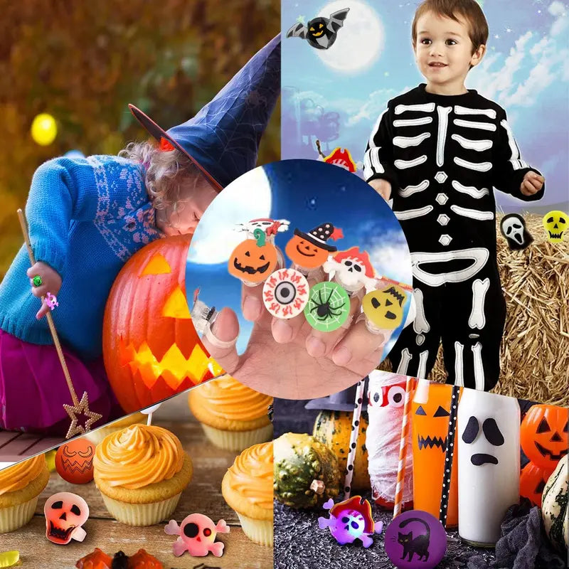 š„ Halloween 50Pcs LED glowing ring(Featuring 18 creepy-cute shapes)