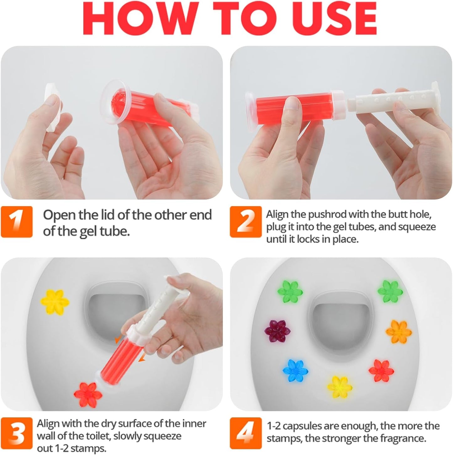 🔥🚽84 Flowers Toilet Cleaner Gel Stamp 1 set contains 6 pack (84 flowers)