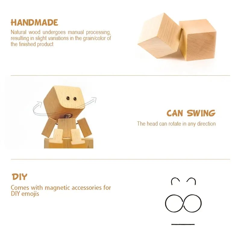 Handmade Charming Shaking Wooden Man Figurine