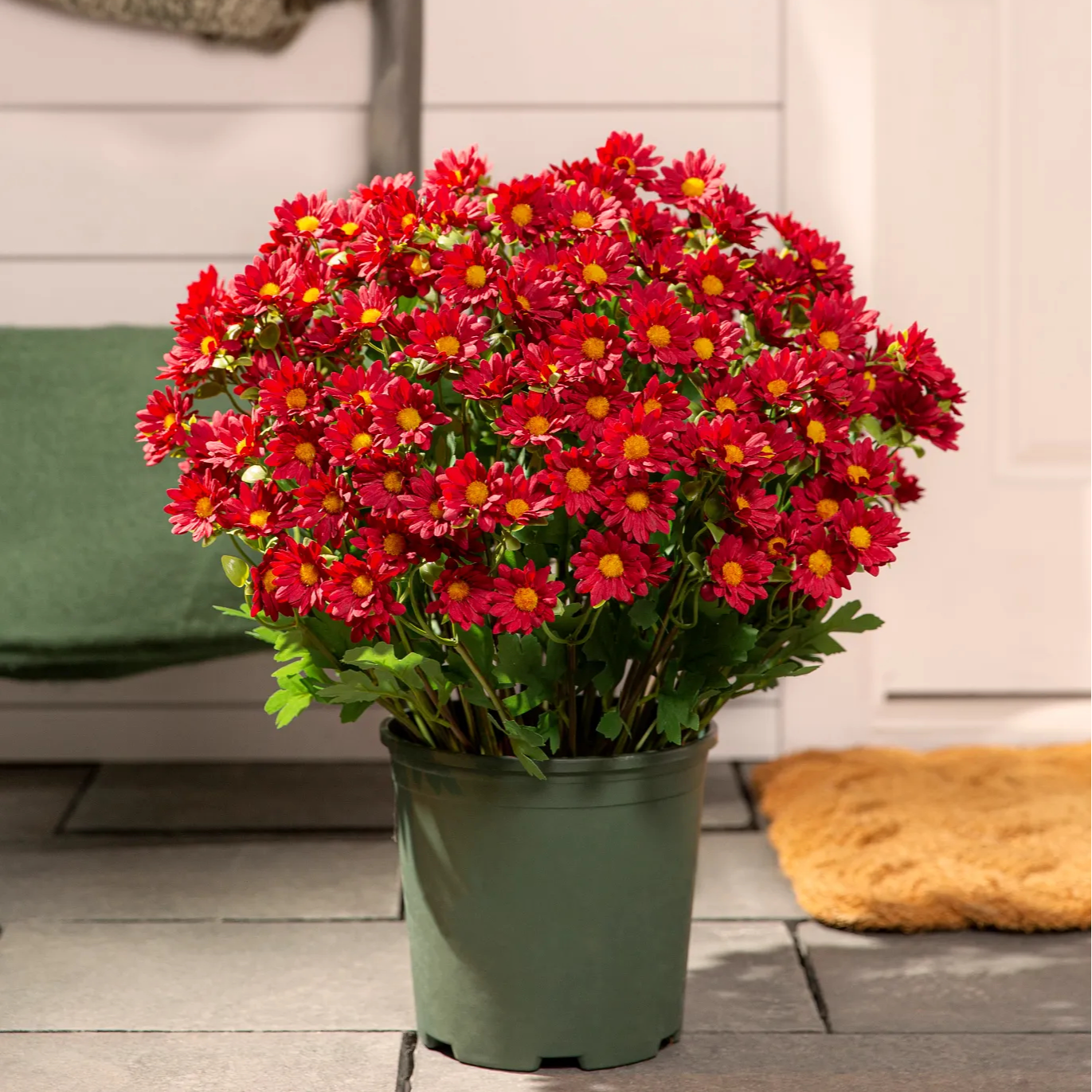Artificial Outdoor Sunset Mums Flowers - UV resistant, Waterproof, Windproof