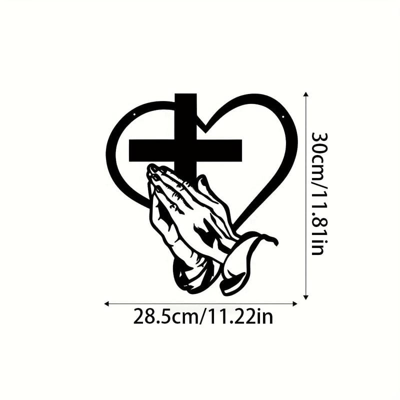✨Elegant Metal Christian Heart & Cross Wall Art