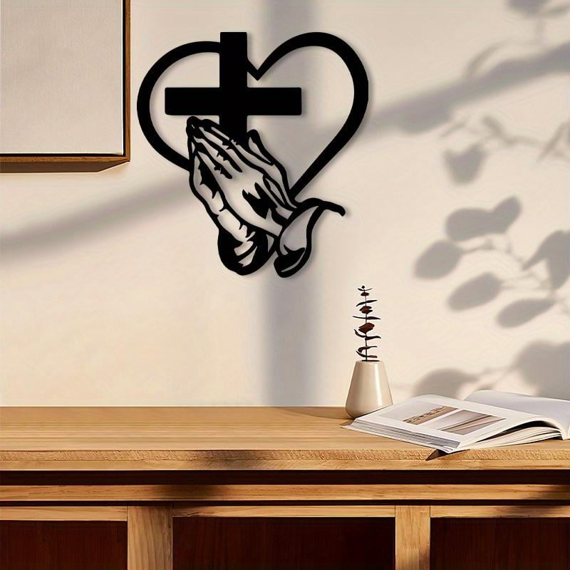 ✨Elegant Metal Christian Heart & Cross Wall Art