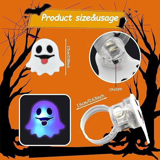 š„ Halloween 50Pcs LED glowing ring(Featuring 18 creepy-cute shapes)