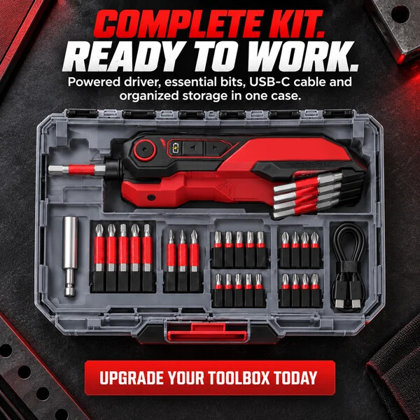 ⚡ Powered Hex Key Driver Kit – 3-Angle Folding Head, LED Light & 27-Piece Bit Set