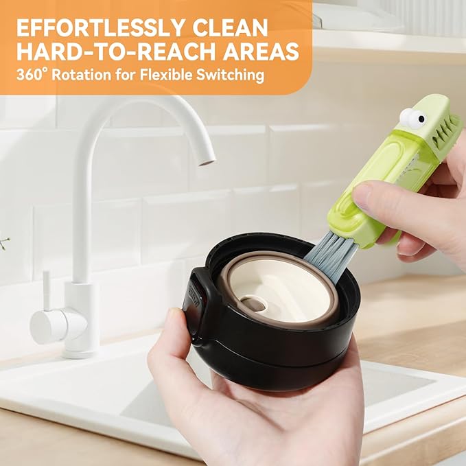 ✨3-in-1 Crocodile Brush 🐊 Deep Cleaning for Narrow Cup Lids & Tableware Gaps 🧼