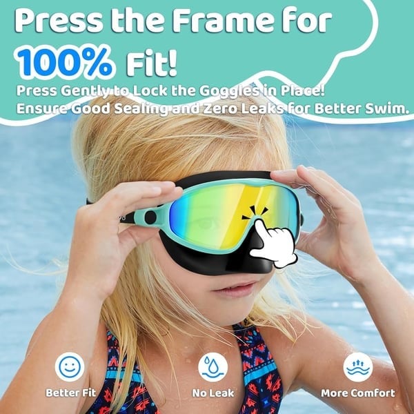 šāāļøLast Day Buy 1 Get 1 Freešāāļø-HD children's large frame waterproof and anti-fog swimming goggles