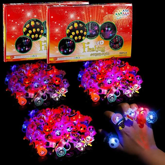 š„ Halloween 50Pcs LED glowing ring(Featuring 18 creepy-cute shapes)