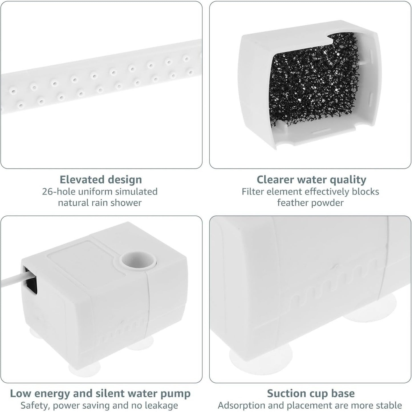 🔥 🦜💦Automatic ABS Bird Bath Shower, Parrot Bathtub with Circulating Faucet for Pet Bird