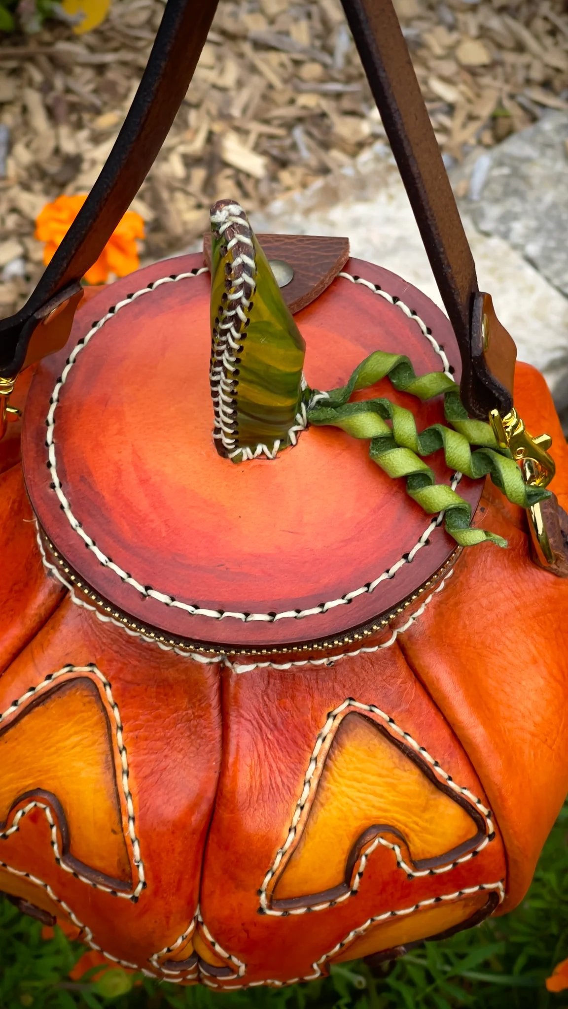 šhandmade leather Pumpkin Bag(āØSame as in the video)