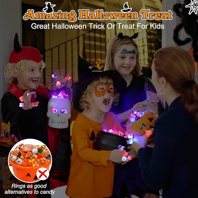 š„ Halloween 50Pcs LED glowing ring(Featuring 18 creepy-cute shapes)