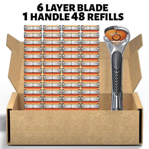 48 Sets Of Men's Shaving Blade Replacement Kits, Including Free Handles And Storage Boxes