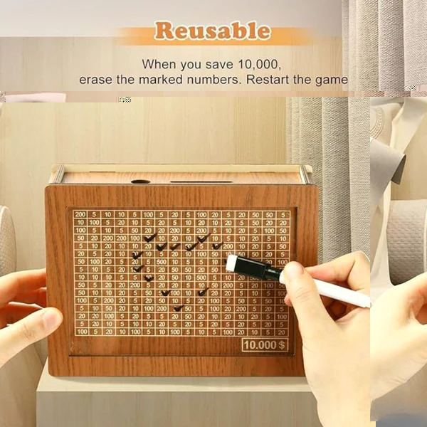 🎁Family Fun Savings Box🎁 Wooden Cash Saving Box