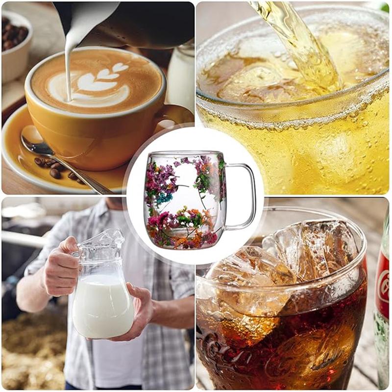 🎄🌸Transparent Double Glass Flower Tea Cup