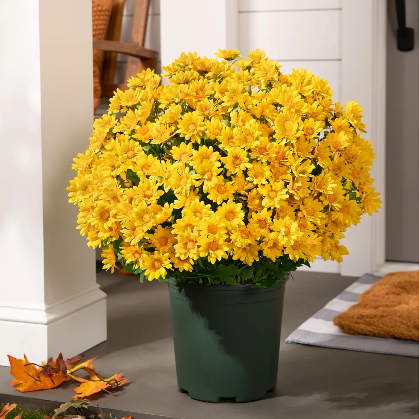 Artificial Outdoor Sunset Mums Flowers - UV resistant, Waterproof, Windproof