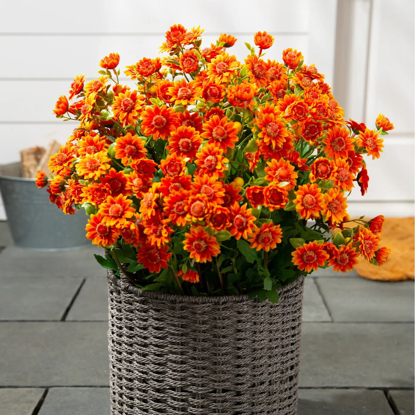 Artificial Outdoor Sunset Mums Flowers - UV resistant, Waterproof, Windproof