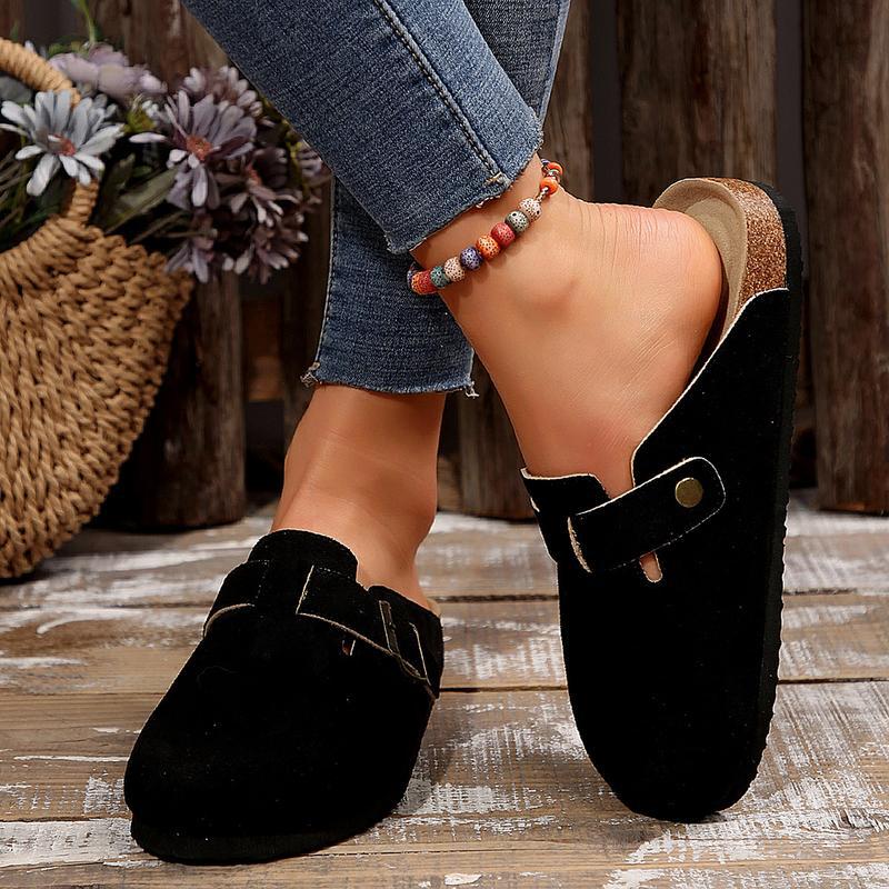 Women's Comfortable Slippers Suede Leather Cork Footbed