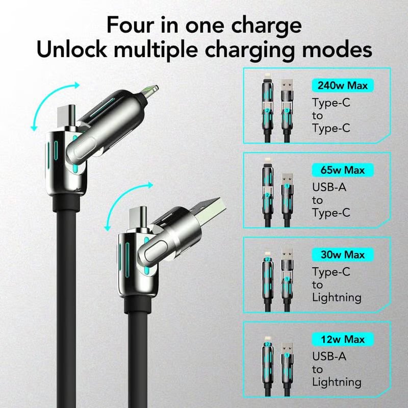 📲4-in-1 USB Charging Cable fast charging MAX 240W⚡