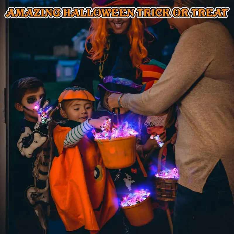 š„ Halloween 50Pcs LED glowing ring(Featuring 18 creepy-cute shapes)