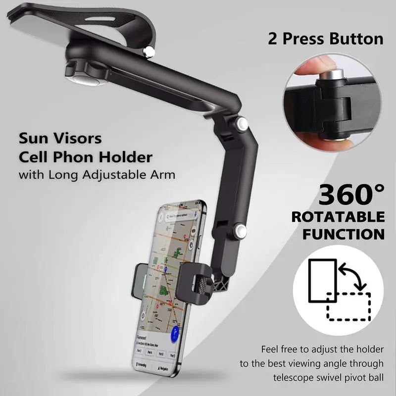 New 1080° Multi-function Sun Visor Universal 360 Degree Rotating Phone Holder
