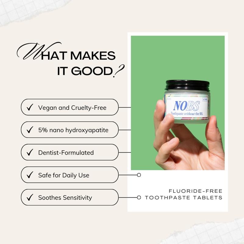NOBS Toothpaste Tablets - Nano Hydroxyapatite, Fluoride Free