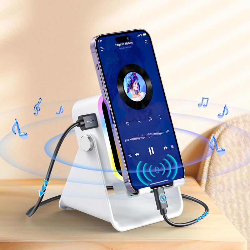 🎶📱 5-in-1 Wireless Induction Bluetooth Speaker with Adjustable Phone Stand