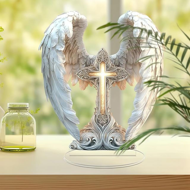 ⭐Gorgeous Angel Wings Cross Decoration