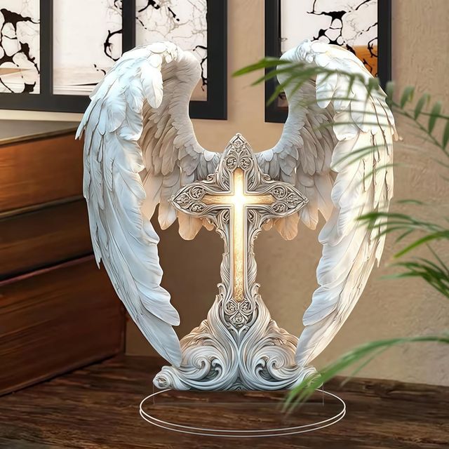 ⭐Gorgeous Angel Wings Cross Decoration