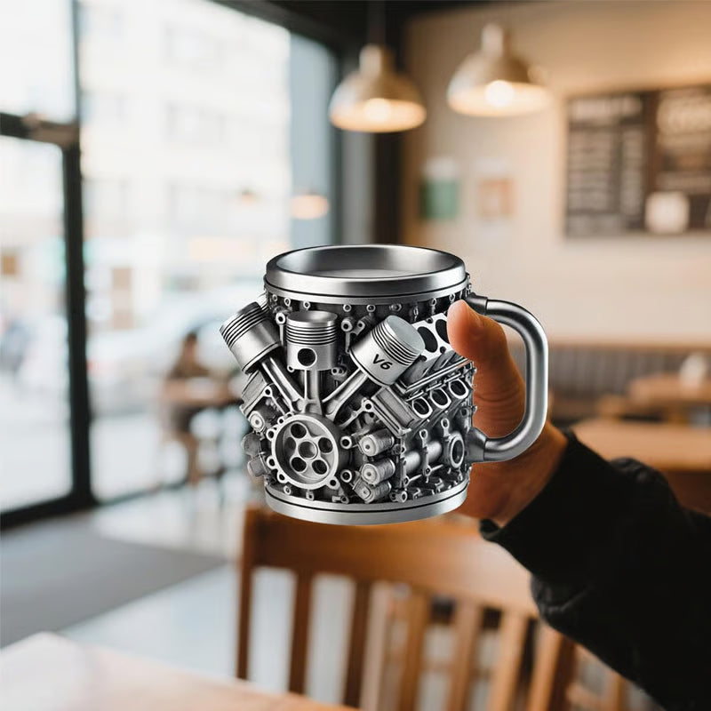 Stainless Steel Mug - V8 Engine Design