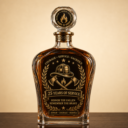 🕯️ 9/11 25th Anniversary Memorial Whiskey Decanter & Glass Gift Set – We Will Never Forget 343 Heroes Tribute