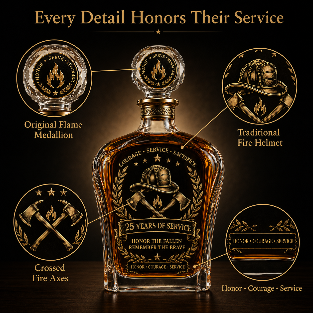 🕯️ 9/11 25th Anniversary Memorial Whiskey Decanter & Glass Gift Set – We Will Never Forget 343 Heroes Tribute