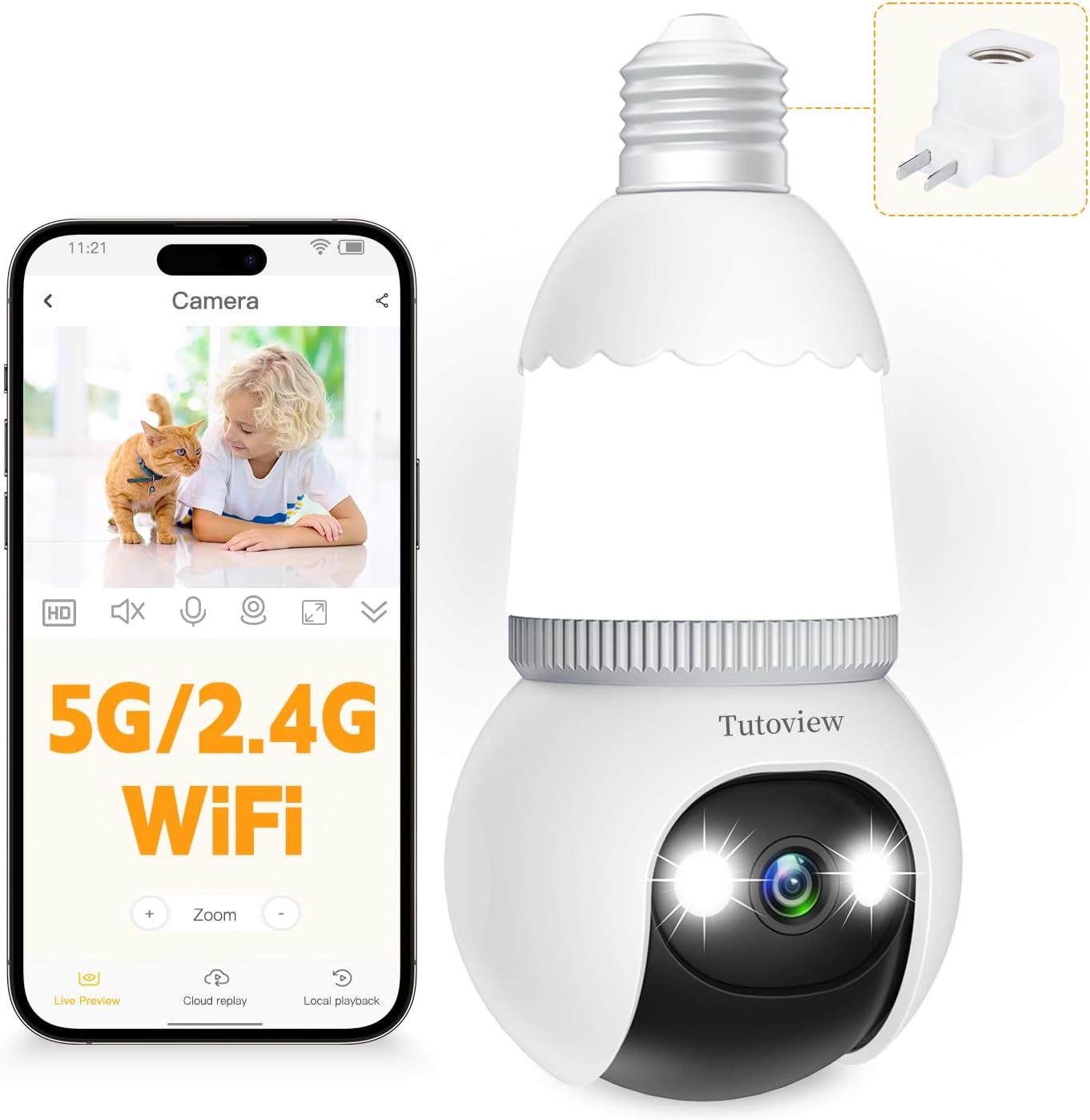 4MP Light Bulb Security Camera 5G