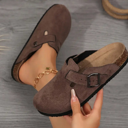 Women's Comfortable Slippers Suede Leather Cork Footbed
