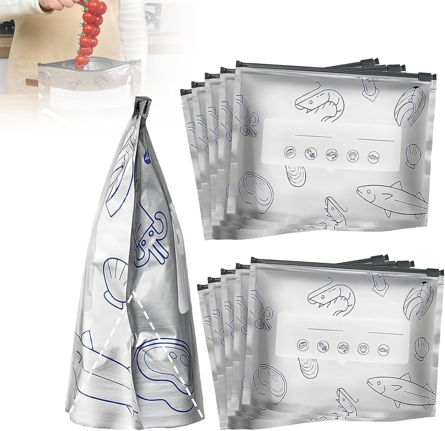 Reusable Aluminum Foil Freshness Seal Bags 🍴✨（1 Set 10 PCS）