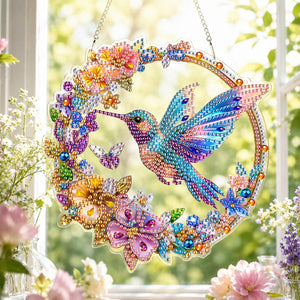 💥LAST DAY 50% OFF - Hummingbird Diamond Art Hanging Ornament Kit – Sparkling DIY Window Ornament 🐦✨