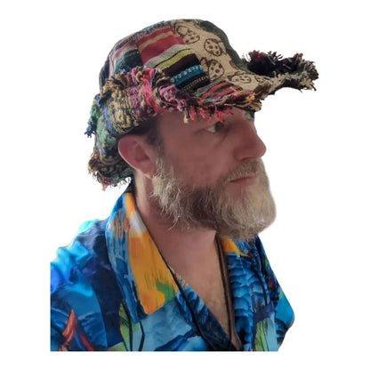 🎩Patchwork Multicolored Mushroom Hemp Hat with Hidden Pocket Fedorahats