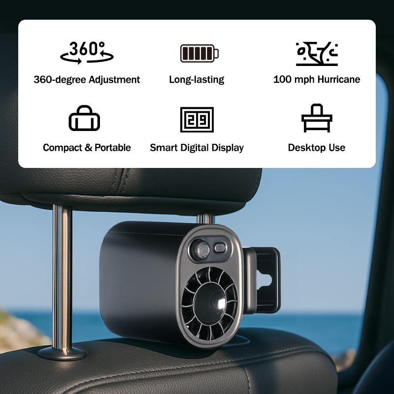 ❄ Car Clip On Fan with LED Display - 360°Rotation❄