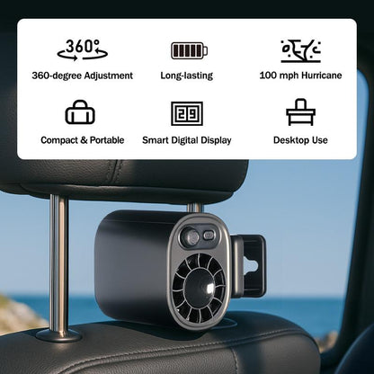 ❄ Car Clip On Fan with LED Display - 360°Rotation❄