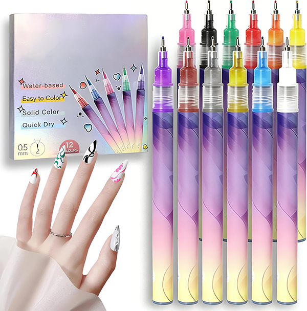 🎨12 Colors Nail Art Pens Set