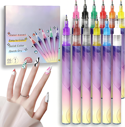 🎨12 Colors Nail Art Pens Set