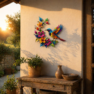 Hummingbird Bloom Metal Wall Art