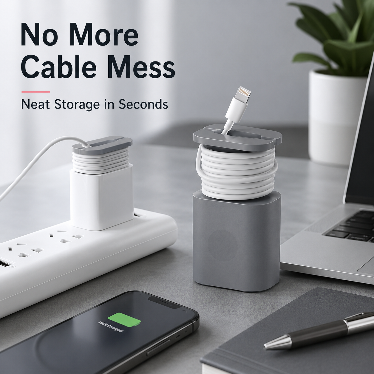 🔋 2 PACK 2-in-1 Charger Cable Organizer & Protective Wrap