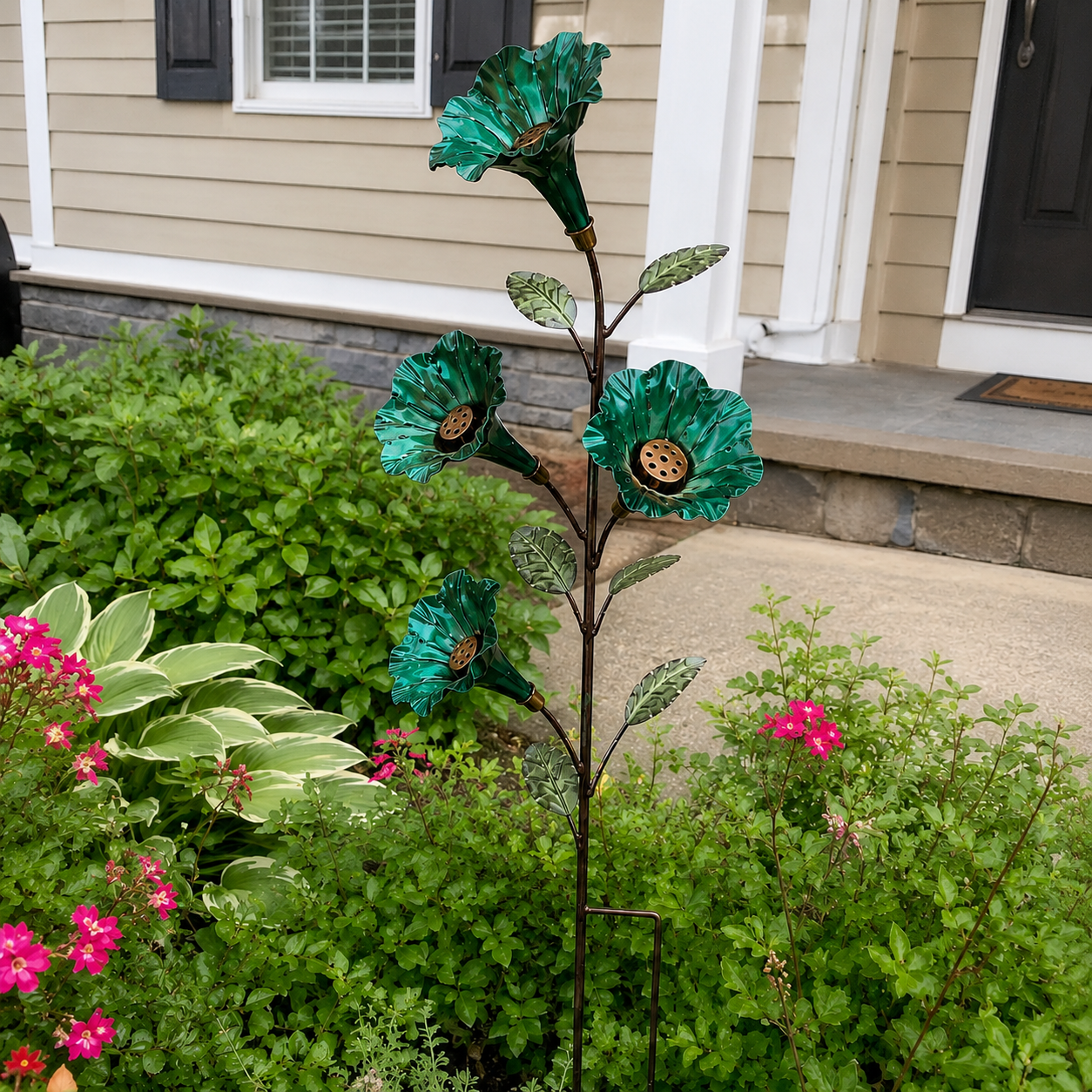 Vintage 4-Flower Hummingbird Feeder Garden Stake