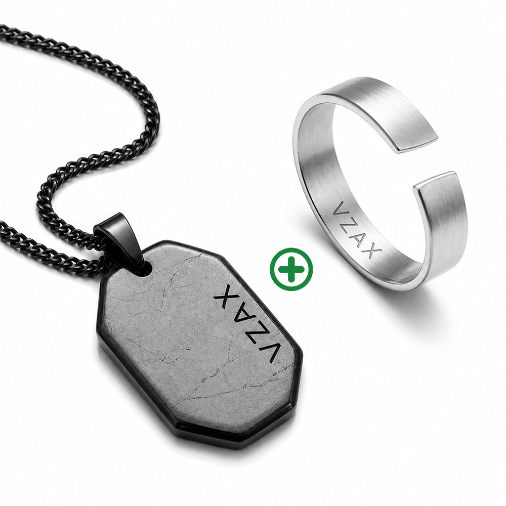 Hematite Dog Tag Necklace