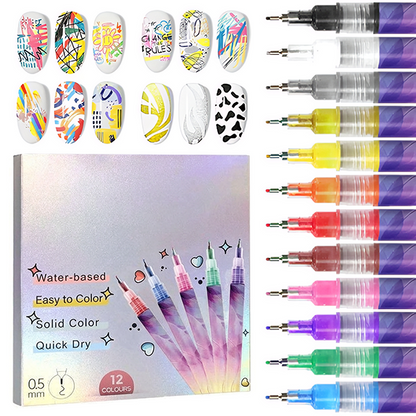 🎨12 Colors Nail Art Pens Set